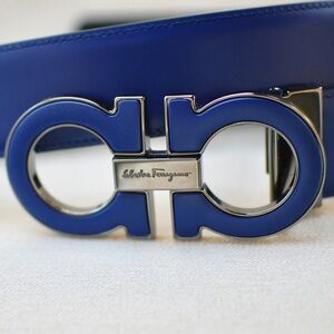 Ferragamo Double Gancini Buckle Leather Belt